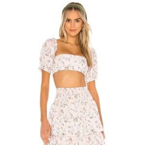 WeWoreWhat CoCo puffy crop sleeve top pink floral size small